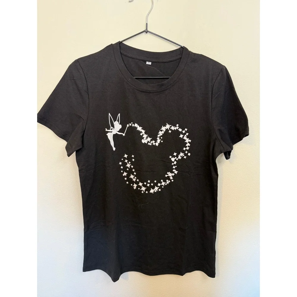 Unbranded Fairy Star Heart Graphic Tee Women Size S Black Excellent Short Sleeve